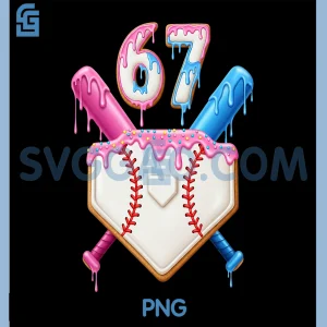 6 7 Baseball Dripping PNG, Six Seven Gen Alpha Slang PNG