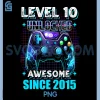 10th Birthday Boy Level 10 PNG, Gamer 10 Year Video Game Party PNG
