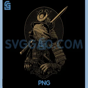 Bearded Dragon Samurai PNG, Funny Japanese Reptile Lover PNG