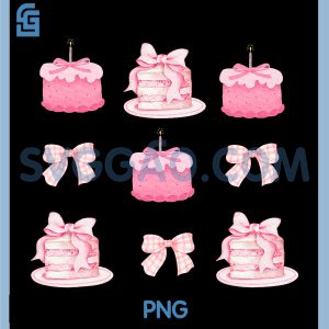 Birthday Cake PNG, Coquette Pink PNG
