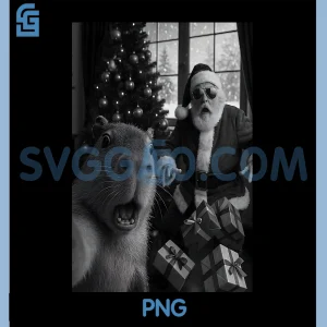 Capybara Selfie with Santa PNG, Funny Capybara PNG