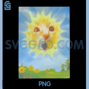 Cat As A Sunshine Sunrise PNG, Cat Face Morning Vibes PNG