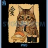 Cat Eating Sushi PNG, Funny Japanese Art PNG, Vintage Style Cat PNG 2 Cat Eating Sushi PNG, Funny Japanese Art PNG, Vintage Style Cat PNG