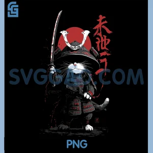 Cat Samurai Funny Cute PNG, Kawaii Japanese Animal PNG