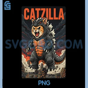 Catzilla Funny PNG, Orange Cat Monster Animal PNG