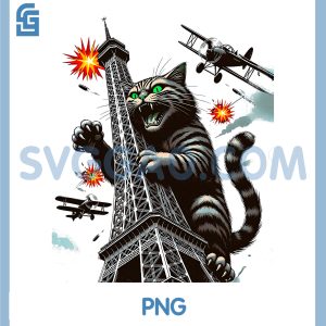 Catzilla Monster Cat PNG, Eiffel Towers Funny Kaiju PNG
