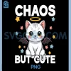 Chaos But Cute PNG, Kawaii Kitten with Bat Wings and Halo Stars PNG