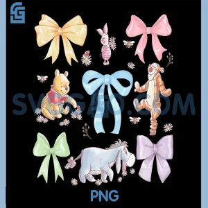 The Pooh Cute Group Shot Sketch Chest PNG, Disney Winnie PNG