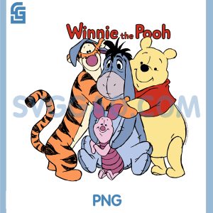 The Pooh Group Shot Hug PNG, Disney Winnie PNG