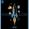 Distressed Rocket PNG, Ship And Planets PNG