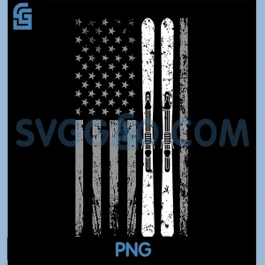 Downhill Ski Team 4th of July USA PNG, American Flag Skiing Skier PNG