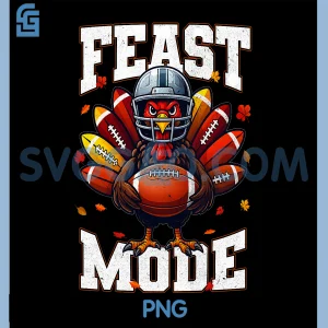 Feast Mode Turkey Vintage PNG, Fall Football Thanksgiving PNG