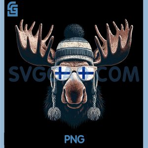 Finnish Moose Suomi Pride PNG, Finland Flag Vintage PNG