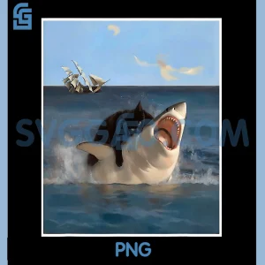 Cat Biting Shark Cool Fat Cat PNG, Funny Art & Cat Lover PNG
