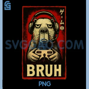 Funny Capybara Gamer Bruh PNG, Graphic Teens Gaming PNG