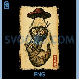 Funny Cat Ramen UFO PNG, Japanese Anime PNG
