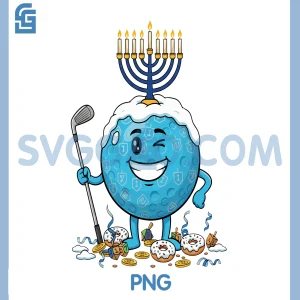 Menorah Hanukkah Golfer PNG, Funny Golf Dreidel PNG
