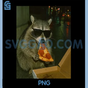 Raccoon Eating Pizza PNG, Animal Meme PNG