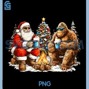 Santa And Sasquatch PNG, Merry Squatchmas Holiday Friends PNG
