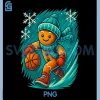 Santa Playing Basketball PNG, Gingerbread Bball Fans PNG