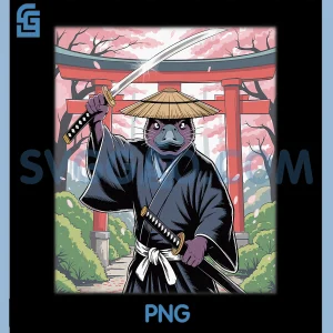 Platypus Animal Japanese Art PNG, Samurai Ukiyo-e PNG