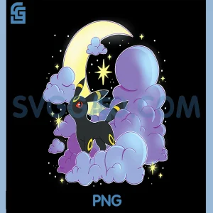 Pokémon Umbreon PNG, Celestial Moon with Clouds PNG