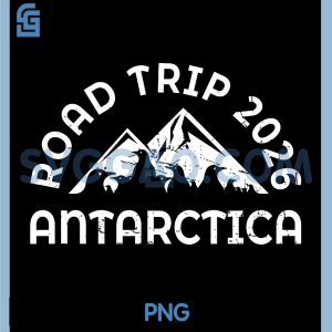 Road Trip 2026 Antarctica PNG, Penguin Mountain Scene PNG