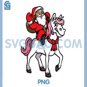 Santa Riding Unicorn Xmas PNG, Chrismas Funny PNG