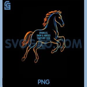 Sparkle Snow Horses My 2026 PNG, Year of The Horse Chinese PNG