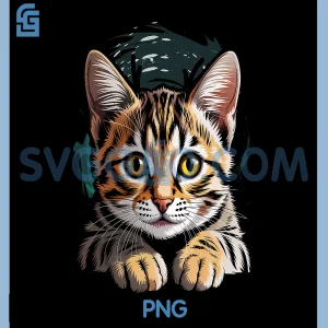 Cute Tabby Cat PNG, Realistic Kitten Face Pet Lover Art Design PNG
