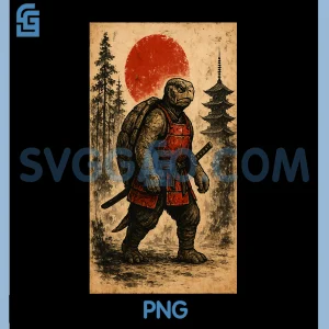 Tortoise Samurai Warrior Japanese PNG, Vintage Graphic Ukiyo-e PNG