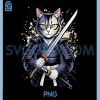 Warrior Sumie Kawaii Japanese Art PNG, Cat Samurai PNG