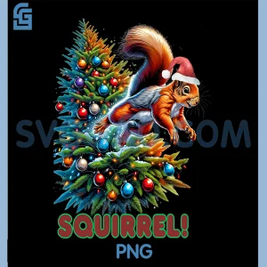 Squirrel PNG, Jumping Out of Christmas Tree Funny PNG