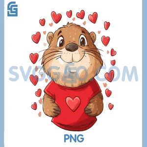 Beaver Lover Heart PNG, Valentine’s Day Beaver PNG
