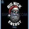 Big Nick Energy Santa PNG, Cool Beard Santa Christmas Art PNG