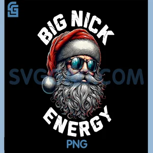 Big Nick Energy Santa PNG, Cool Beard Santa Christmas Art PNG