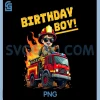 Boys Birthday Fire Truck PNG, Firefighter Toddler Bday Party Fun PNG
