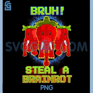 Bruh Strawberry Elephant PNG, Steal A Brainrot Meme Style PNG