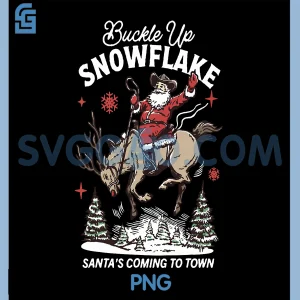 Buckle Up Snowflake PNG, Santa Cowboy Western PNG, Holiday Christmas PNG