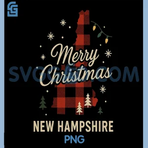 Merry Christmas New Hampshire Plaid PNG, Buffalo Check State Art PNG