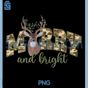Christmas Merry & Bright PNG, Camo Deer Hunting PNG