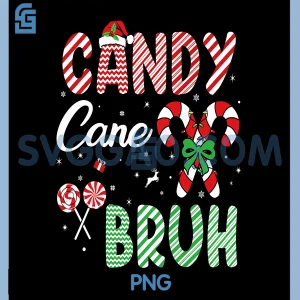 Candy Cane Bruh Christmas Design PNG, Funny Holiday Candy Art PNG