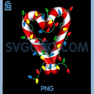 Candy Cane Heart Love PNG, Christmas Lights Crew PNG