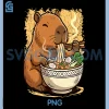 Capybara Eating Ramen Noodles PNG, Funny Capubara PNG