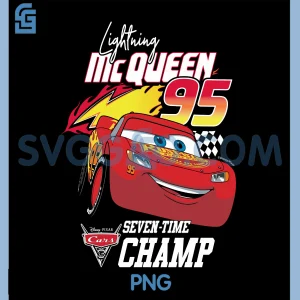 Cars Lightning McQueen PNG, Seven Time Champ PNG