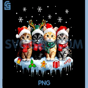 Cat Christmas Light Funny PNG, Reindeer Santa Christmas Cat PNG