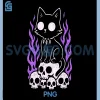 Cat Kitty Skulls Creepy PNG, Cute Kawaii Pastel Goth Purple Flame PNG