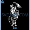 Cat Playing Tuba PNG, Marching Band Tuba Player Musician PNG