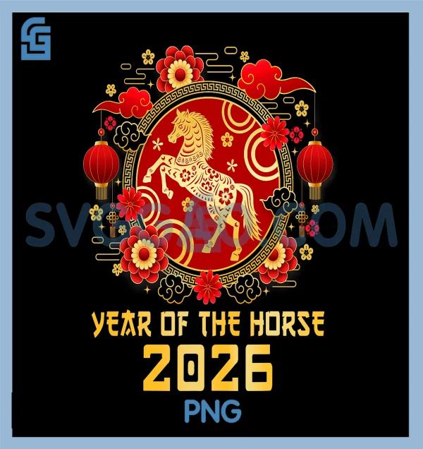 Chinese Year Of The Horse 2026 Art PNG, Lunar New Year Horse PNG – SVGGAO