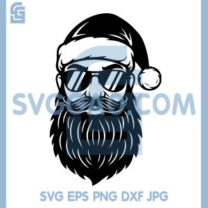 Santa Beard With Shades SVG, Cool Christmas Santa Face SVG